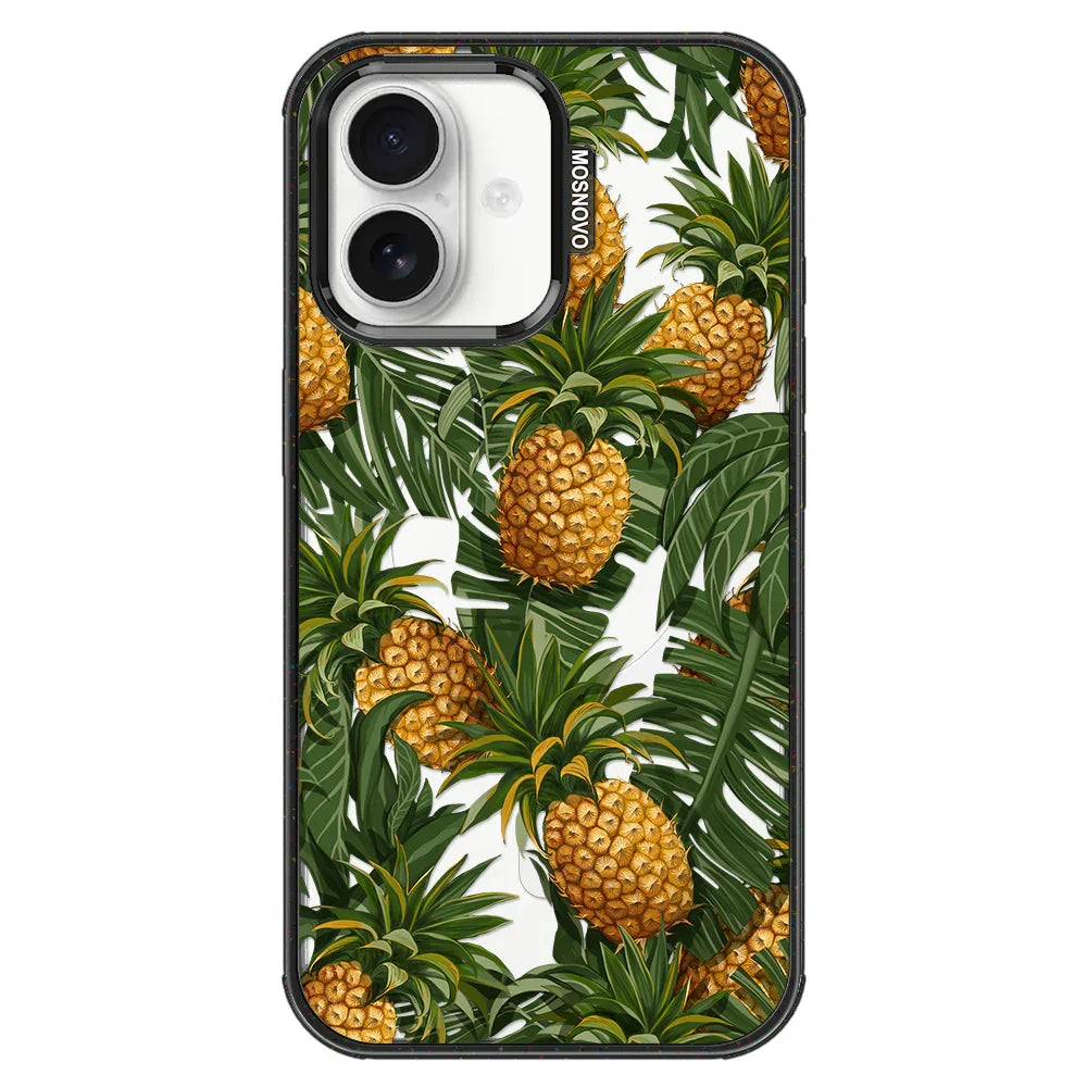 Pineapples Phone Case - iPhone 16 Case Clear Black ShockStone With MagSafe