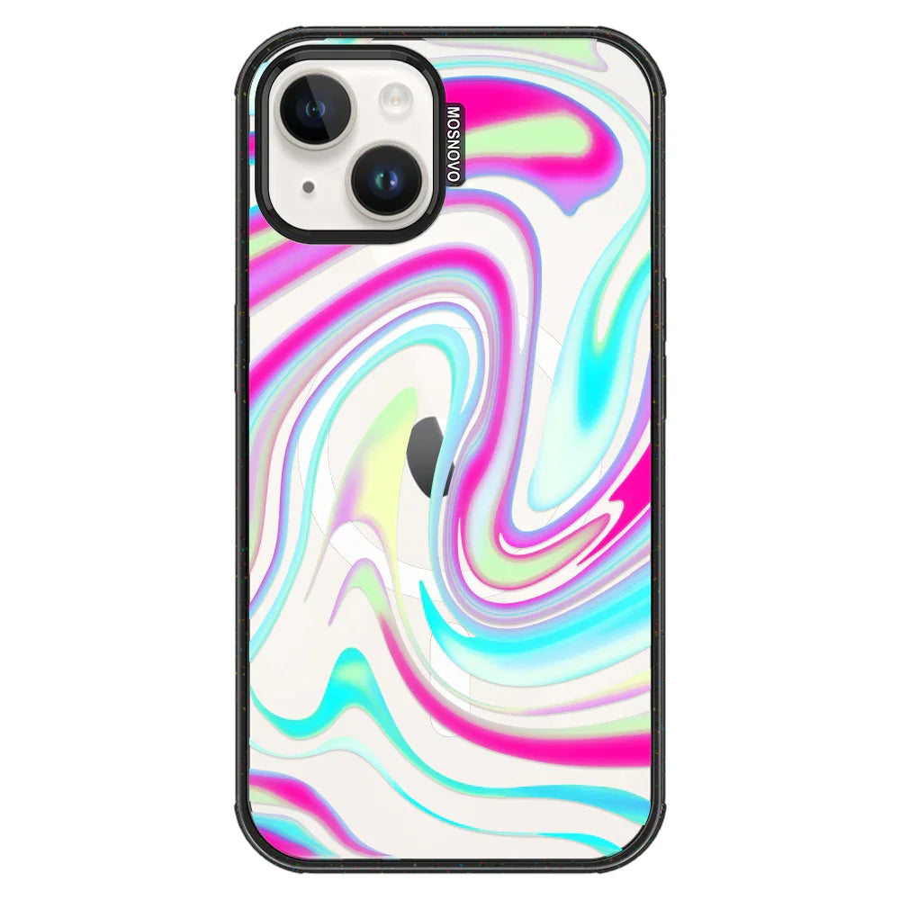 Psychedelic Swirls Phone Case - iPhone 13 Case Clear Black ShockStone With MagSafe