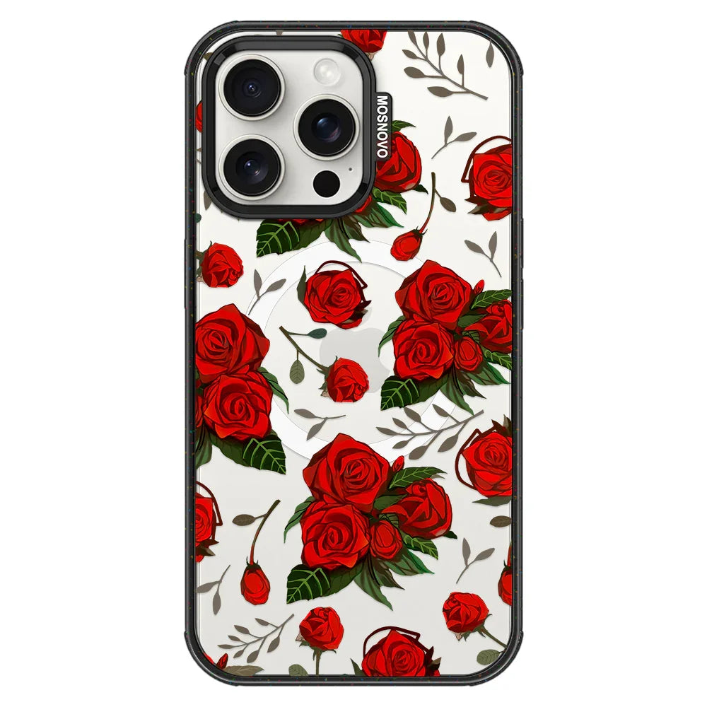 Roses Phone Case - iPhone 15 Pro Max Case Clear Black ShockStone With MagSafe