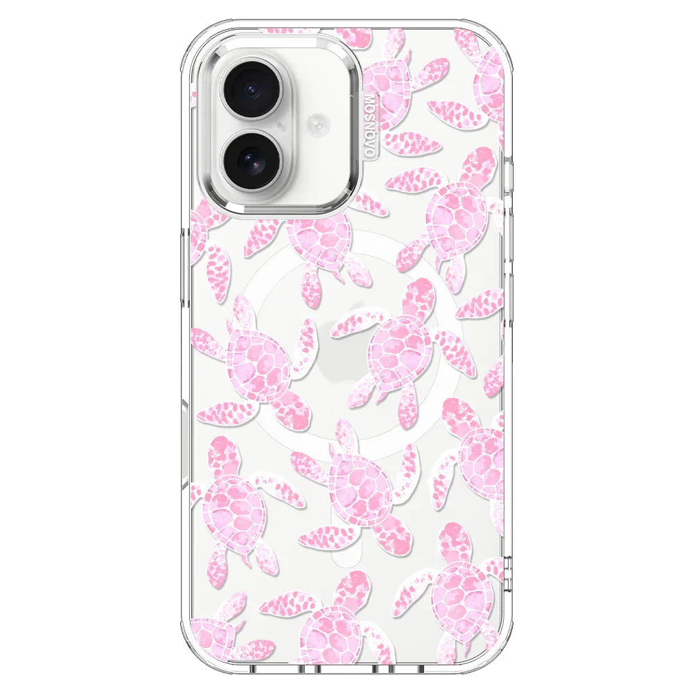 Pink Turtle Phone Case - iPhone 16 Plus Case Clear With MagSafe
