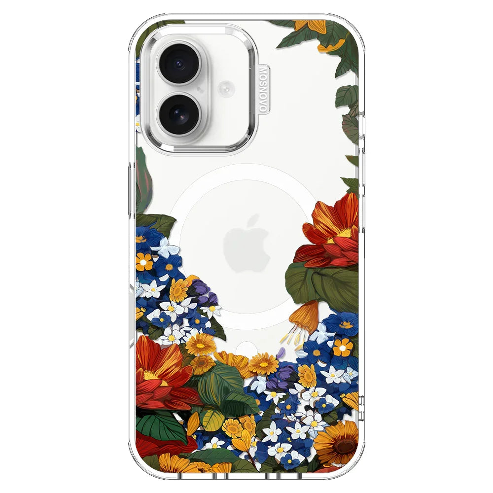 Floral Garden Phone Case - iPhone 16 Plus Case Clear With MagSafe
