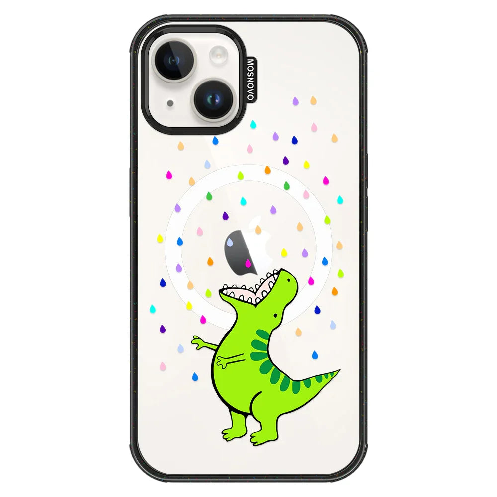 Rainbow Dinosaur Phone Case - iPhone 13 Case Clear Black ShockStone With MagSafe