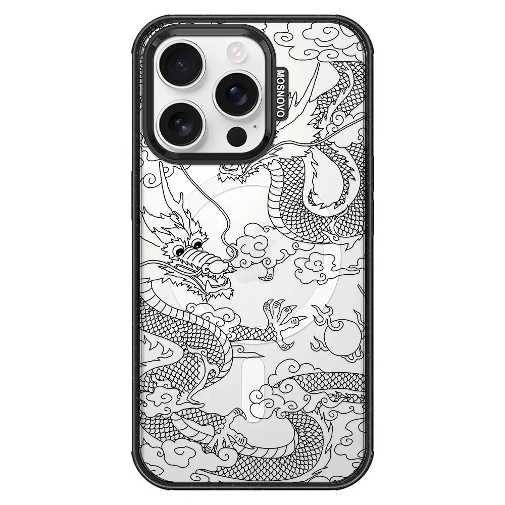 Black Dragon Phone Case - iPhone 16 Pro Case Clear Black ShockStone With MagSafe