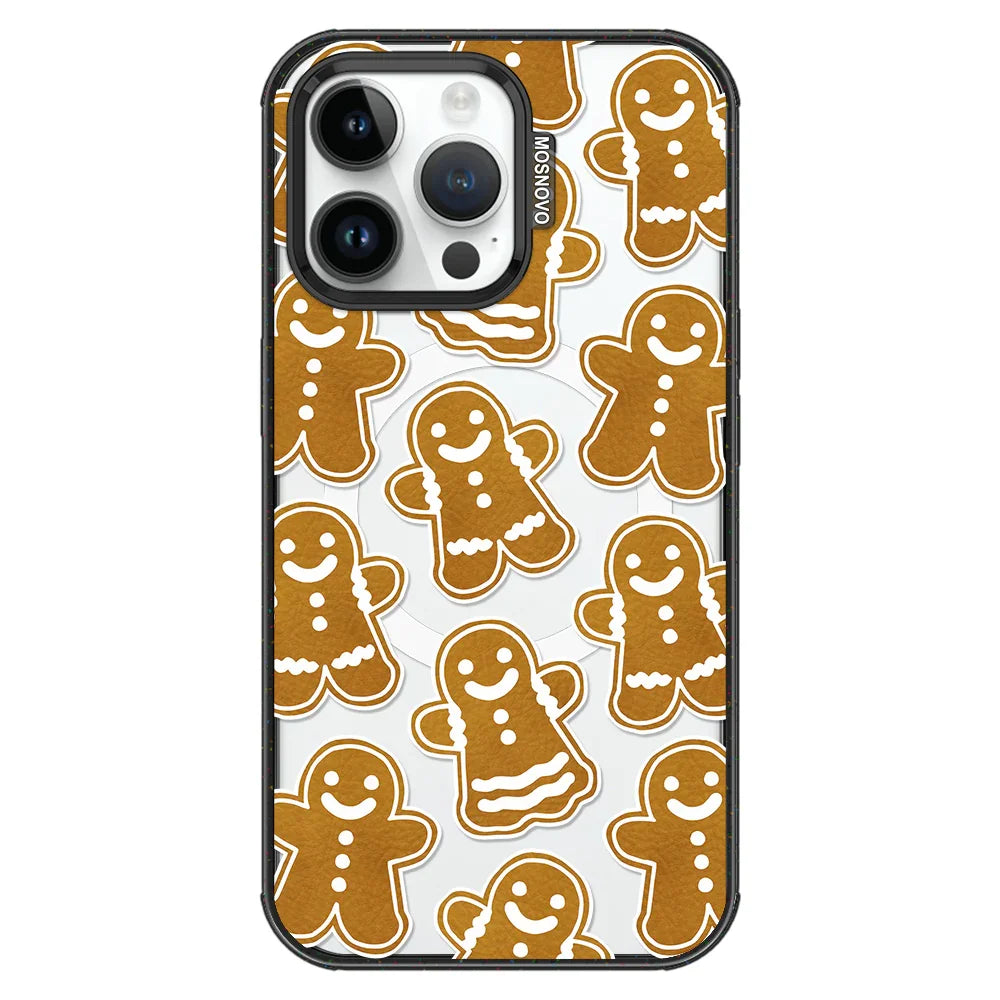 Ginger Breadman Phone Case - iPhone 14 Pro Max Case Clear Black ShockStone With MagSafe