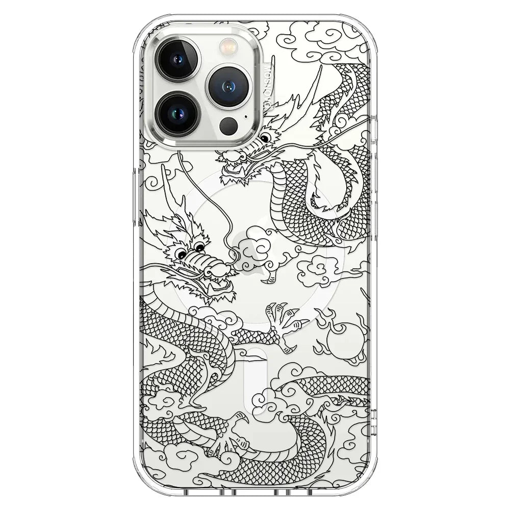 Black Dragon Phone Case - iPhone 13 Pro Max Case Clear With MagSafe