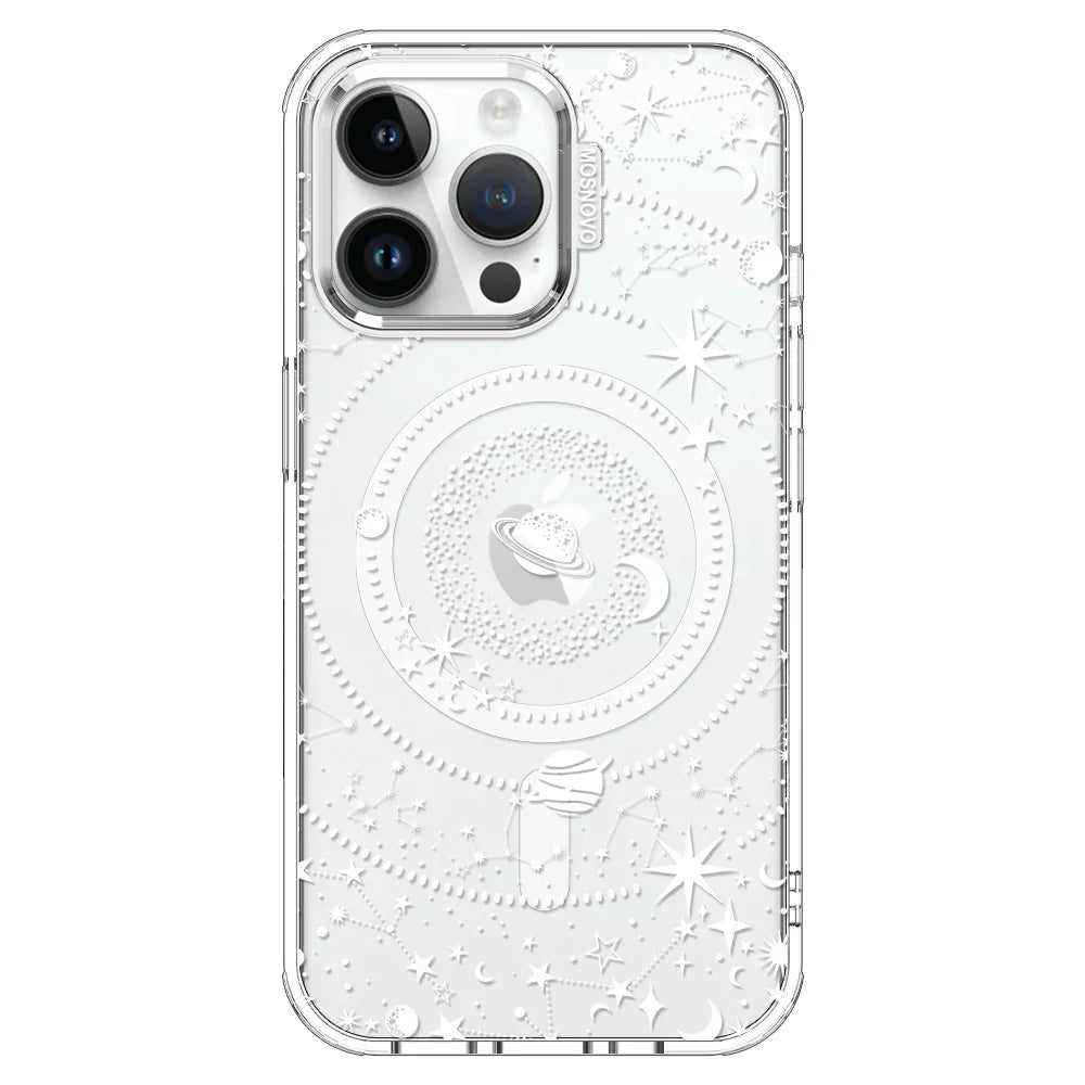 White Galaxy Phone Case - iPhone 14 Pro Max Case Clear With MagSafe