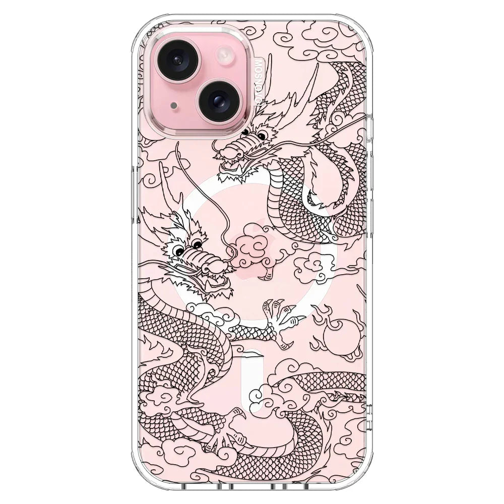 Black Dragon Phone Case - iPhone 15 Case Clear With MagSafe