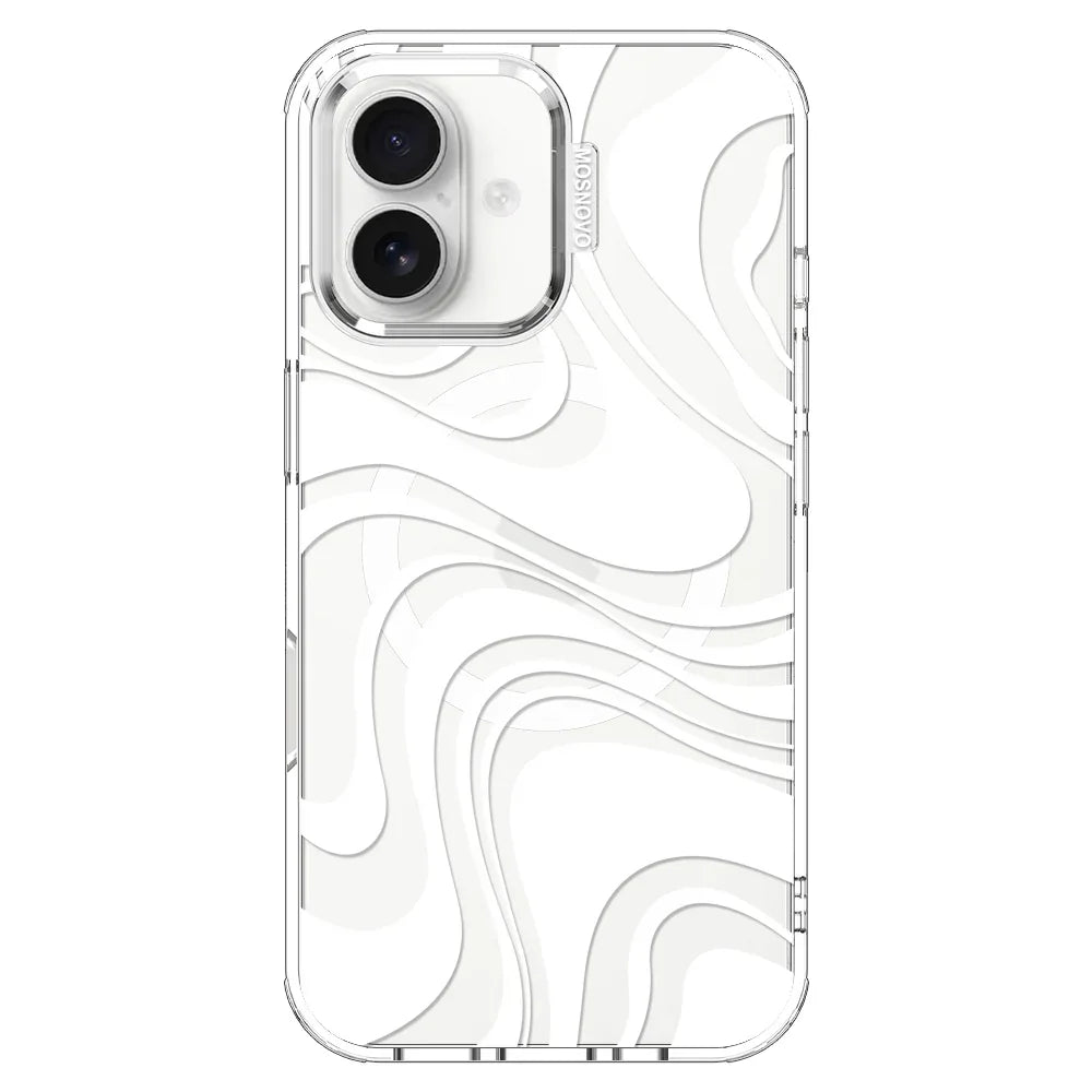 White Swirl Phone Case - iPhone 16 Case Clear With MagSafe