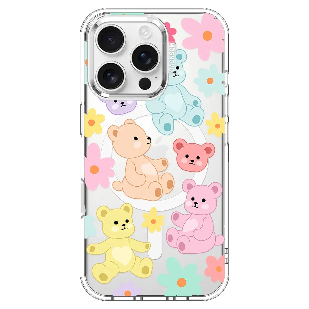 Cute Teddy Bear Phone Case - iPhone 16 Pro Case Clear With MagSafe