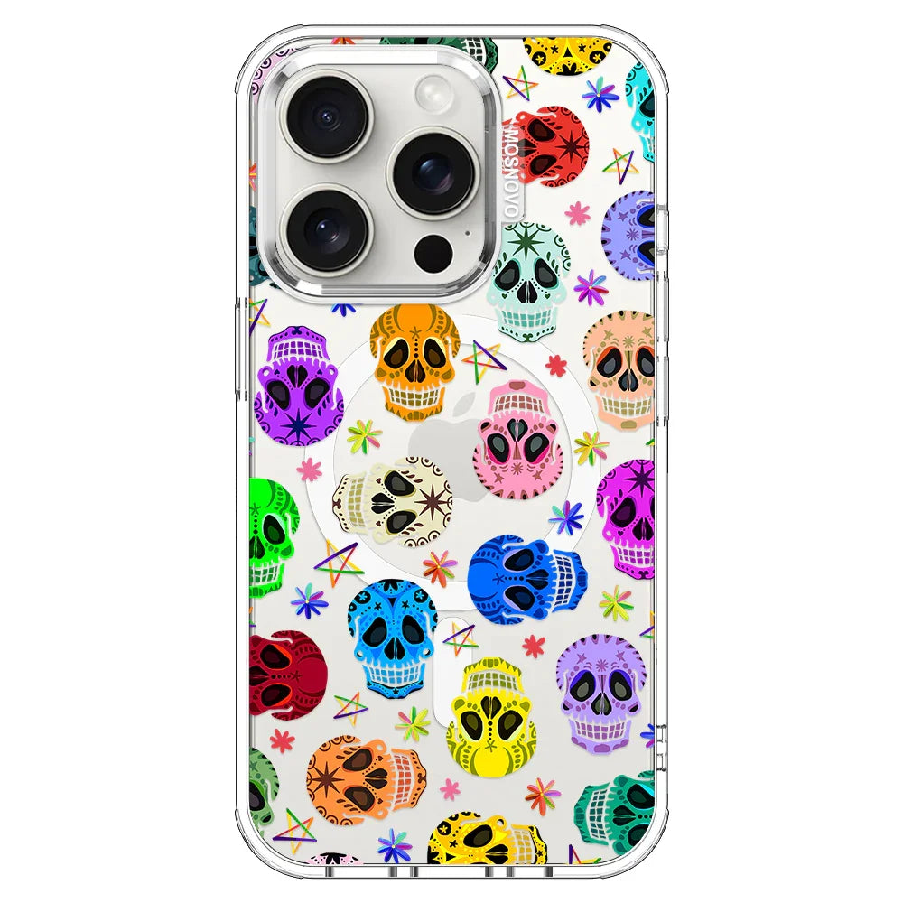 Sugar Skull Phone Case - iPhone 15 Pro Case Clear With MagSafe