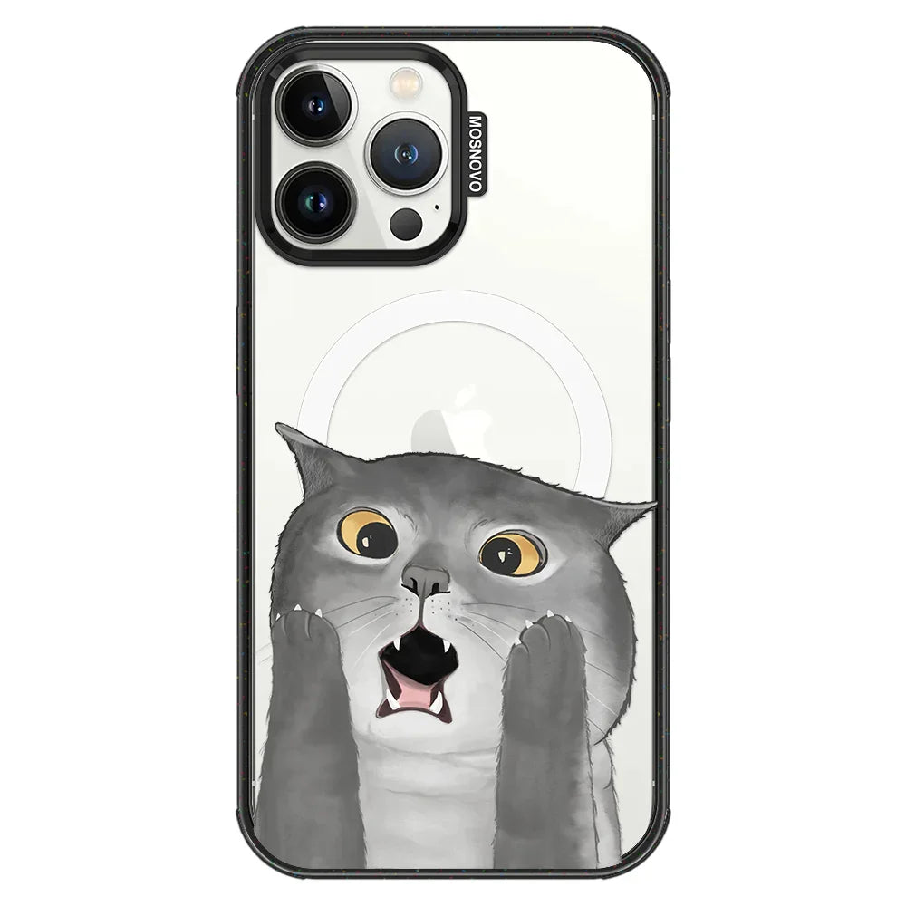 OMG Cat Phone Case - iPhone 13 Pro Max Case Clear Black ShockStone With MagSafe