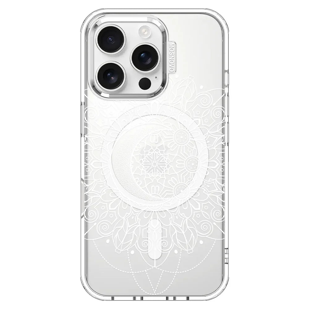 Celestial Moon Mandala Phone Case - iPhone 16 Pro Case Clear With MagSafe