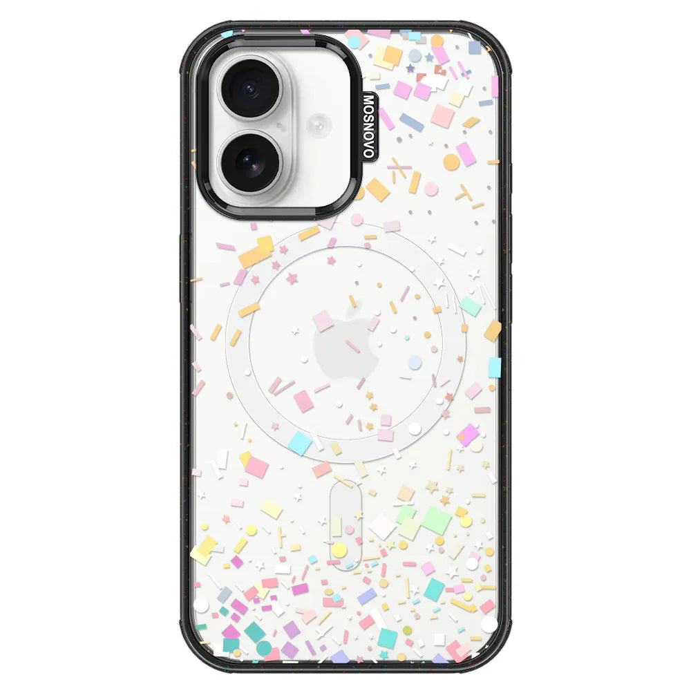 Confetti Phone Case - iPhone 16 Plus Case Clear Black ShockStone With MagSafe