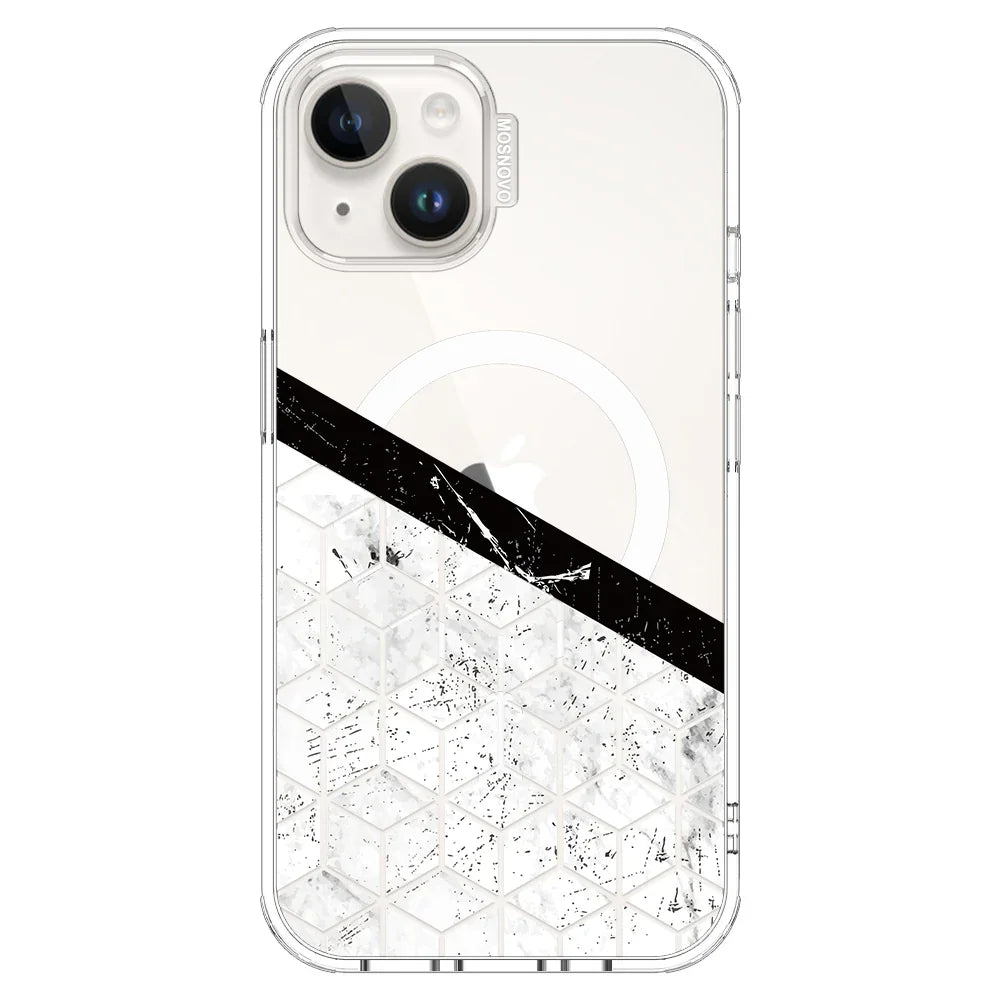Marble Block Art Phone Case - iPhone 14 Plus Case Clear With MagSafe