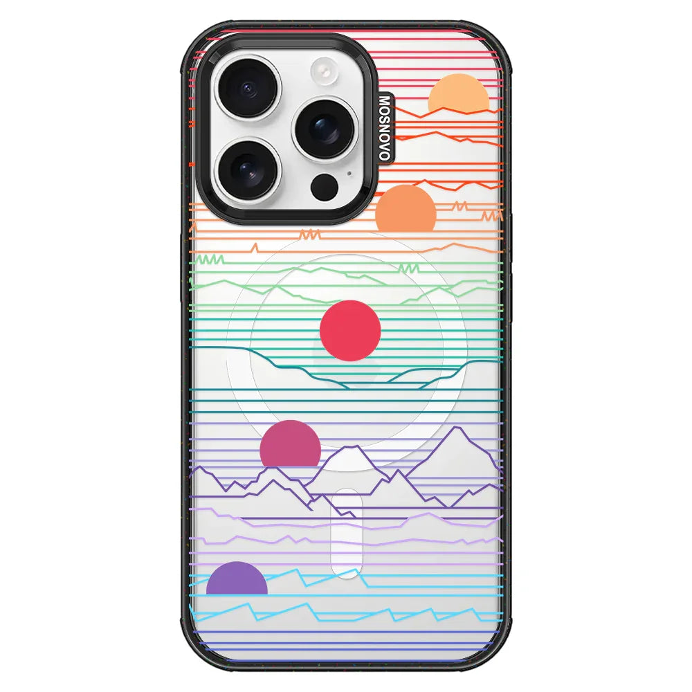 Sunrise and Sunset Phone Case - iPhone 16 Pro Case Clear Black ShockStone With MagSafe