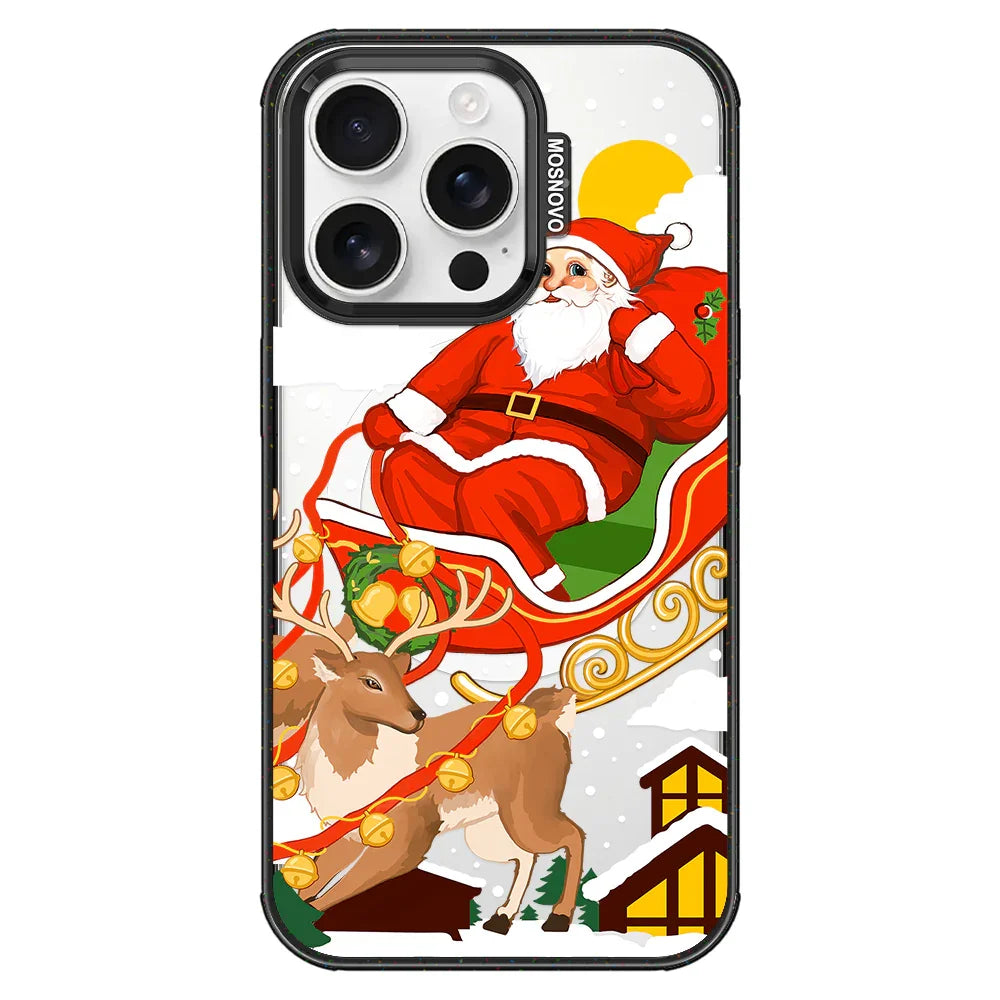 Santa Claus Phone Case - iPhone 16 Pro Case Clear Black ShockStone With MagSafe