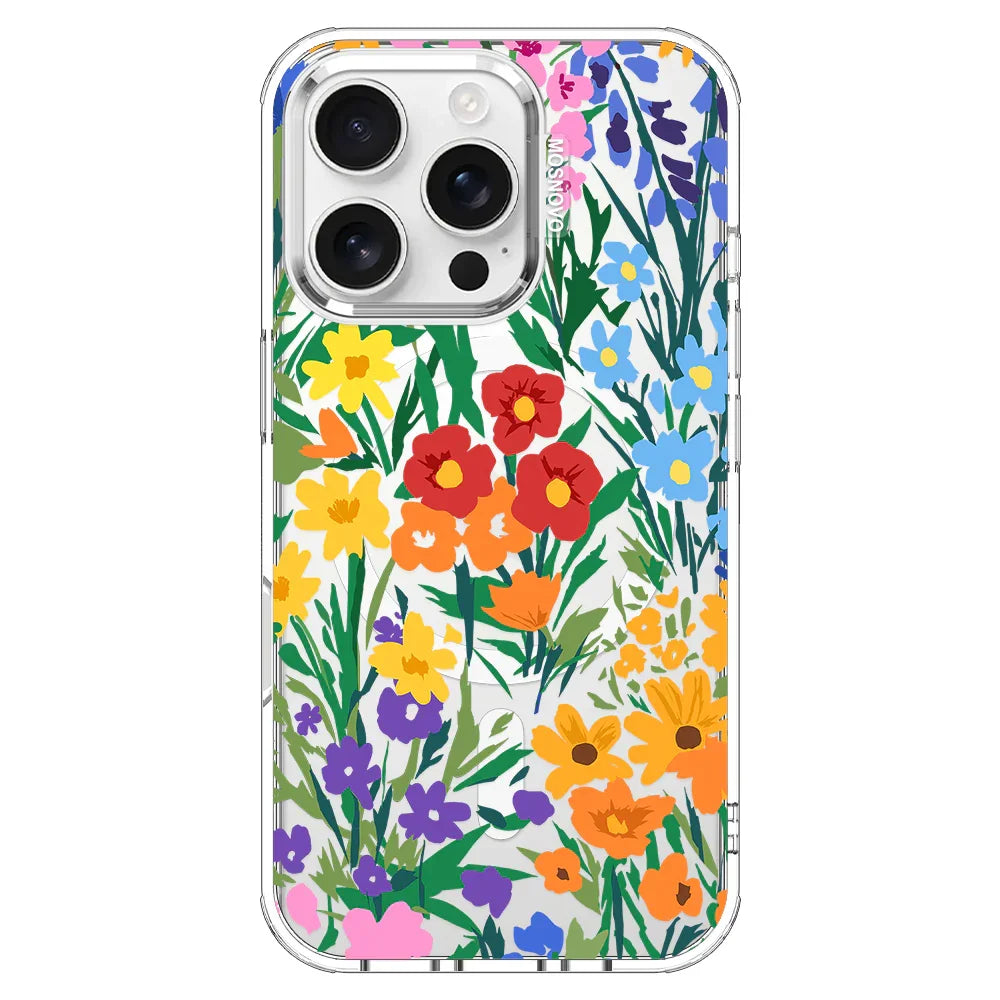 Spring Botanical Flower Floral Phone Case - iPhone 16 Pro Case Clear With MagSafe