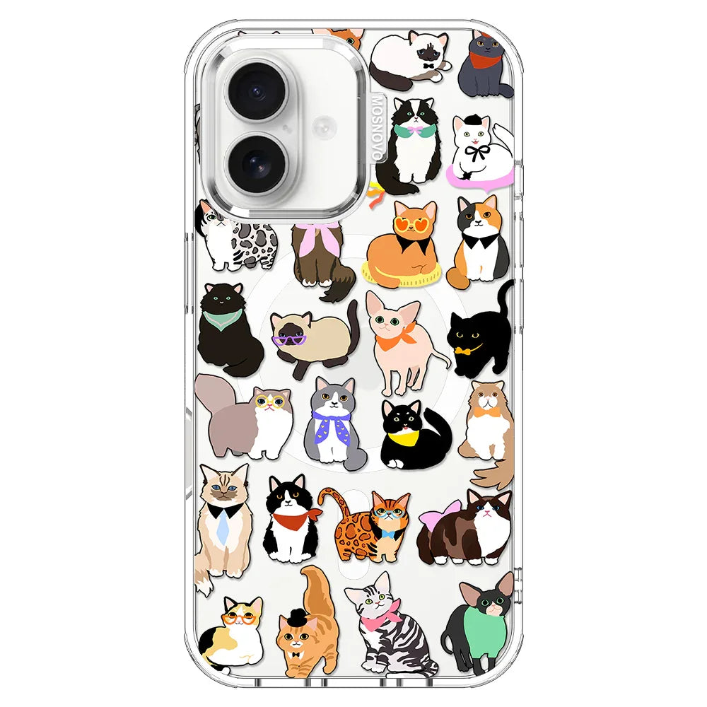 Cute Cat Phone Case - iPhone 16 Case Clear With MagSafe