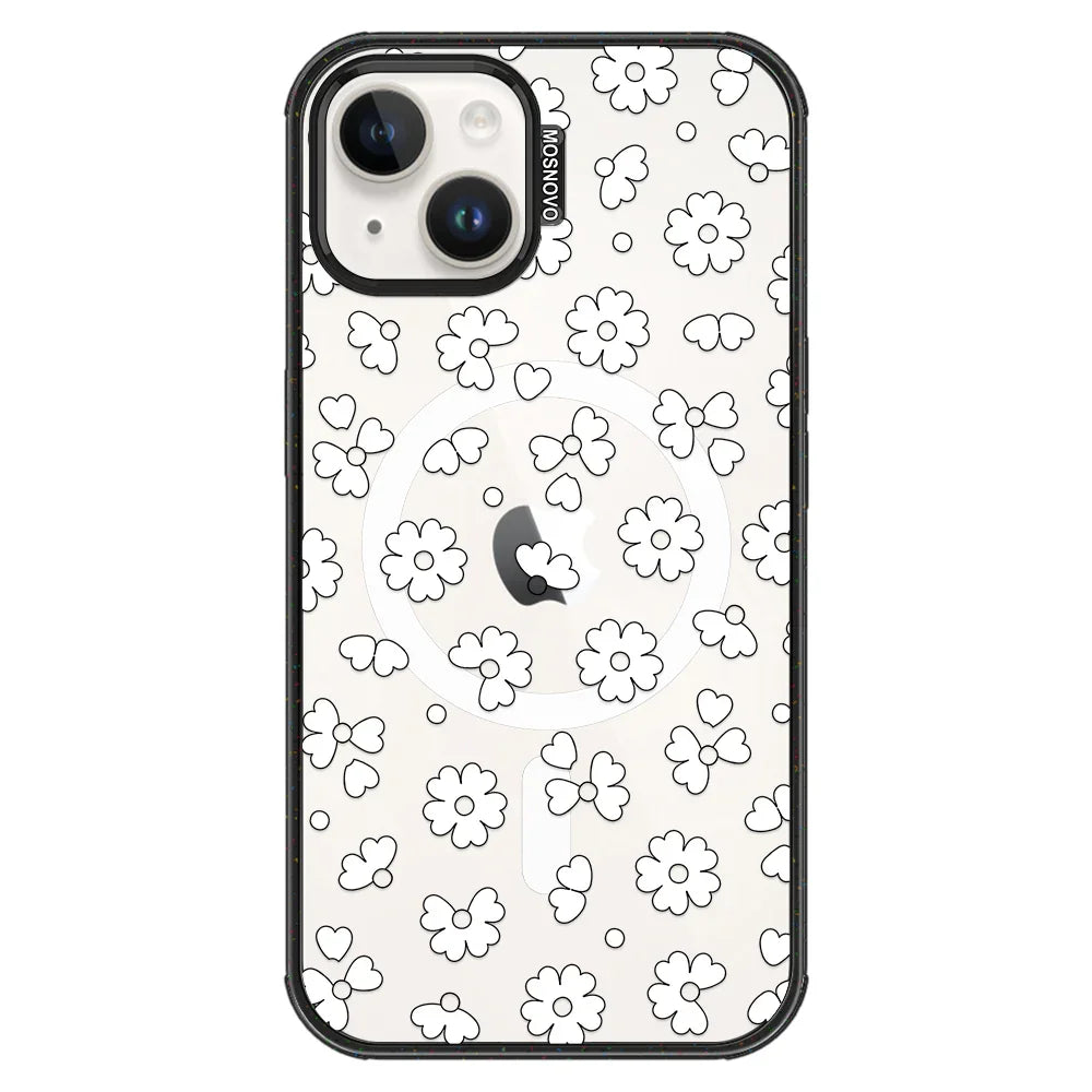 Floret Phone Case - iPhone 13 Case Clear Black ShockStone With MagSafe