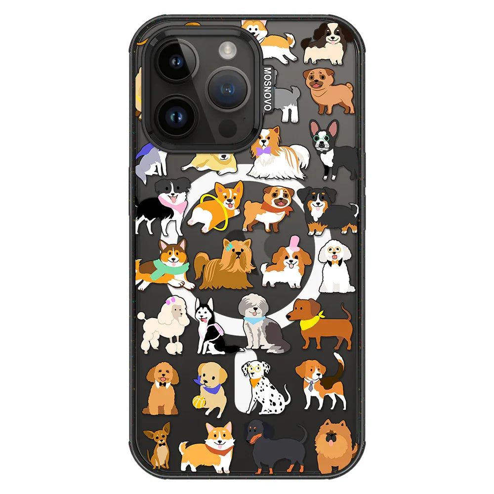 Cute Puppy Phone Case - iPhone 14 Pro Max Case Clear Black ShockStone With MagSafe
