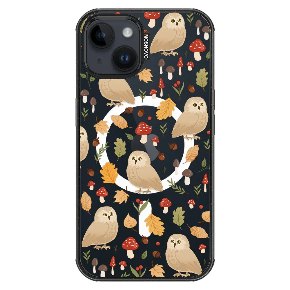 Autumn Owl Phone Case - iPhone 13 Case Clear Black ShockStone With MagSafe
