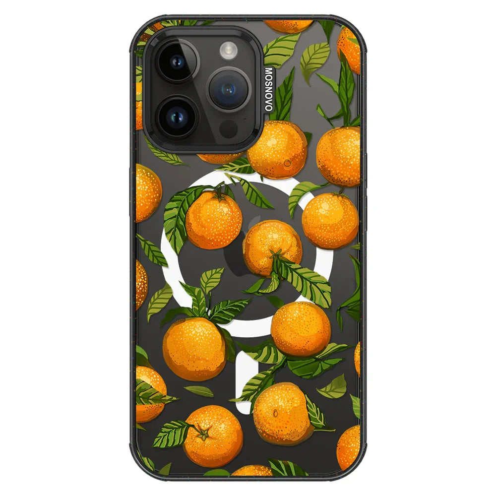 Tangerine Phone Case - iPhone 14 Pro Max Case Clear Black ShockStone With MagSafe