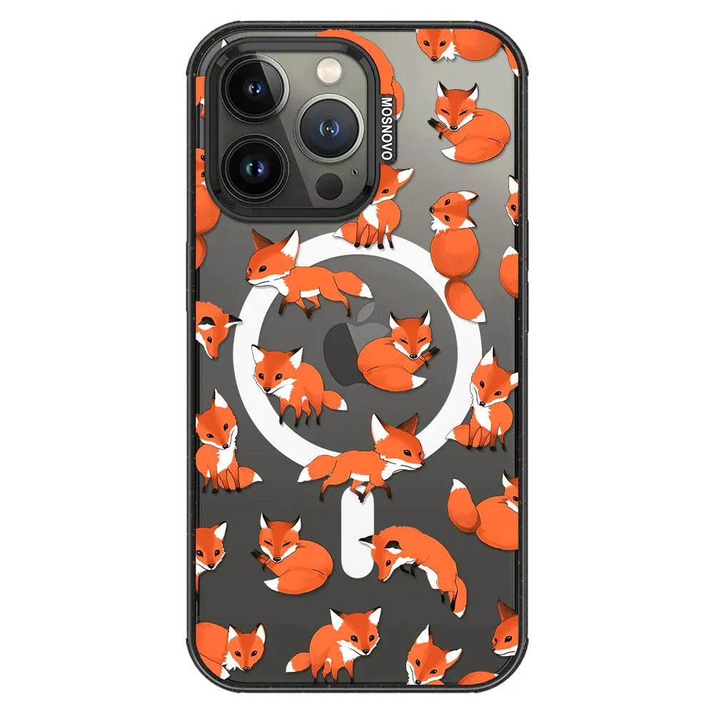 Fox Phone Case - iPhone 13 Pro Case Clear Black ShockStone With MagSafe