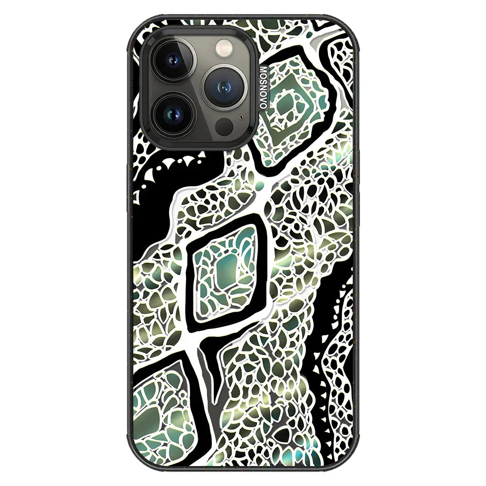 Jade Snake Phone Case - iPhone 13 Pro Case Clear Black ShockStone With MagSafe