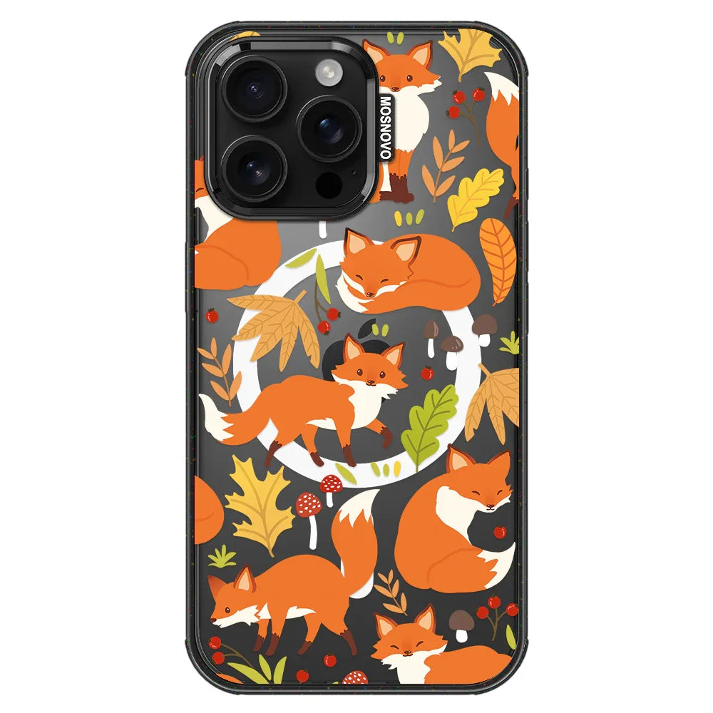Autumn Fox Phone Case - iPhone 16 Pro Max Case Clear Black ShockStone With MagSafe