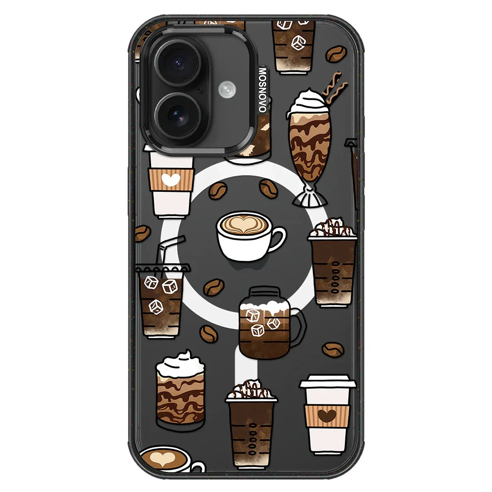 Coffee Phone Case - iPhone 16 Case Clear Black ShockStone With MagSafe