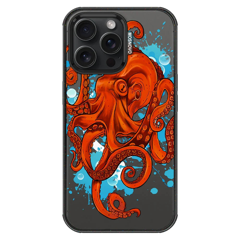 Octopus Phone Case - iPhone 15 Pro Max Case Clear Black ShockStone With MagSafe