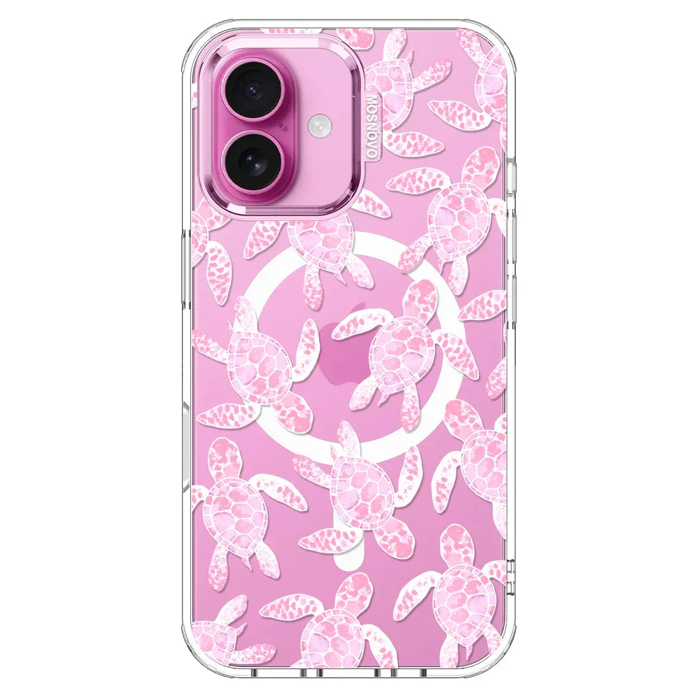 Pink Turtle Phone Case - iPhone 16 Plus Case Clear With MagSafe