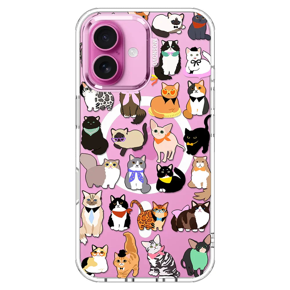 Cute Cat Phone Case - iPhone 16 Case Clear With MagSafe