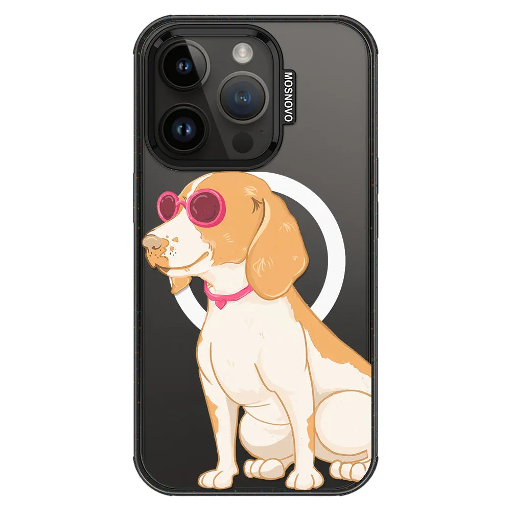 Cute Beagle Phone Case - iPhone 14 Pro Case Clear Black ShockStone With MagSafe