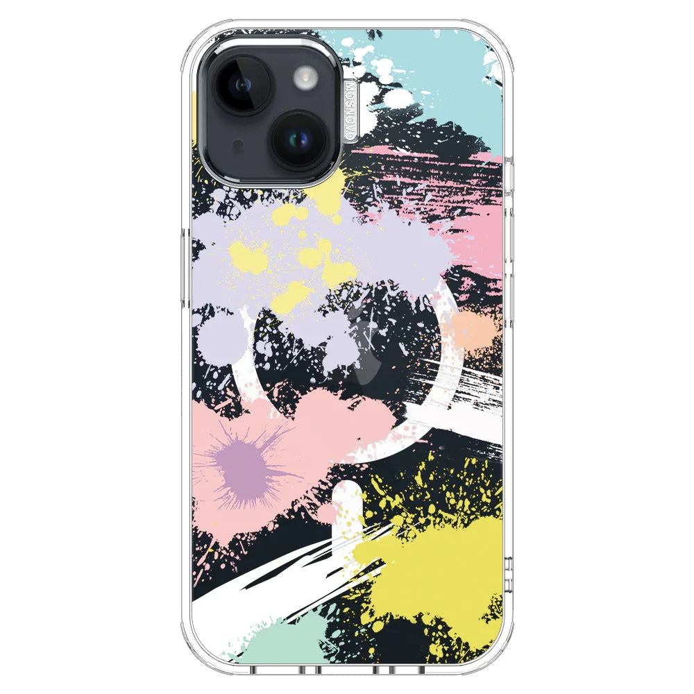 Splash Paint Phone Case - iPhone 14 Plus Case Clear With MagSafe
