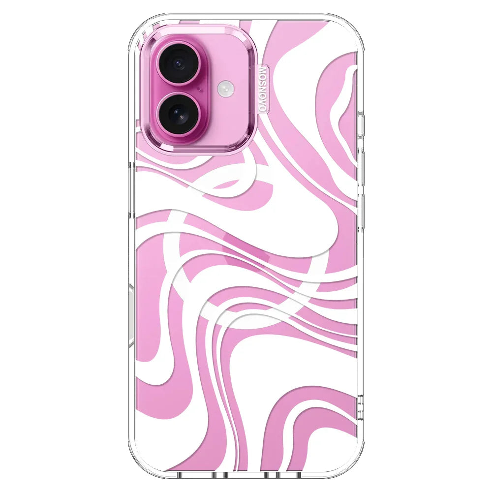 White Swirl Phone Case - iPhone 16 Case Clear With MagSafe