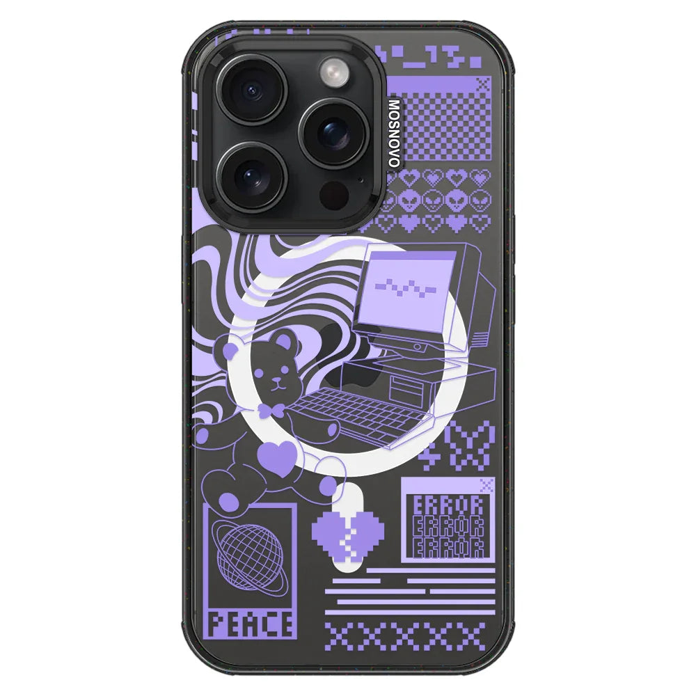 Y2K Aesthetic Phone Case - iPhone 15 Pro Case Clear Black ShockStone With MagSafe