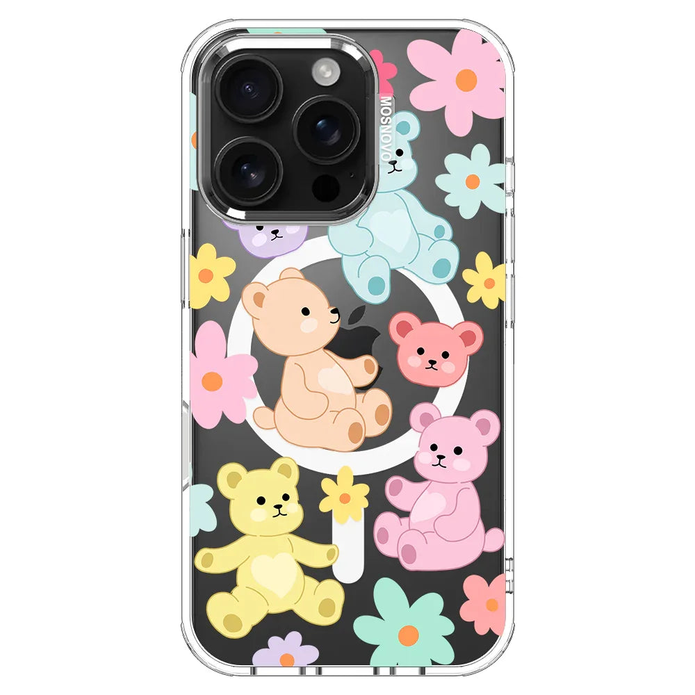 Cute Teddy Bear Phone Case - iPhone 16 Pro Case Clear With MagSafe