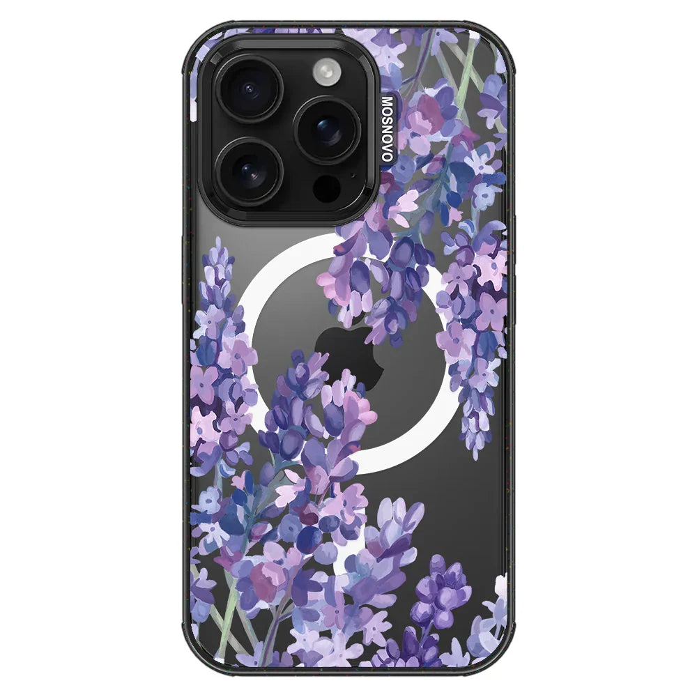 Lavender Phone Case - iPhone 16 Pro Case Clear Black ShockStone With MagSafe