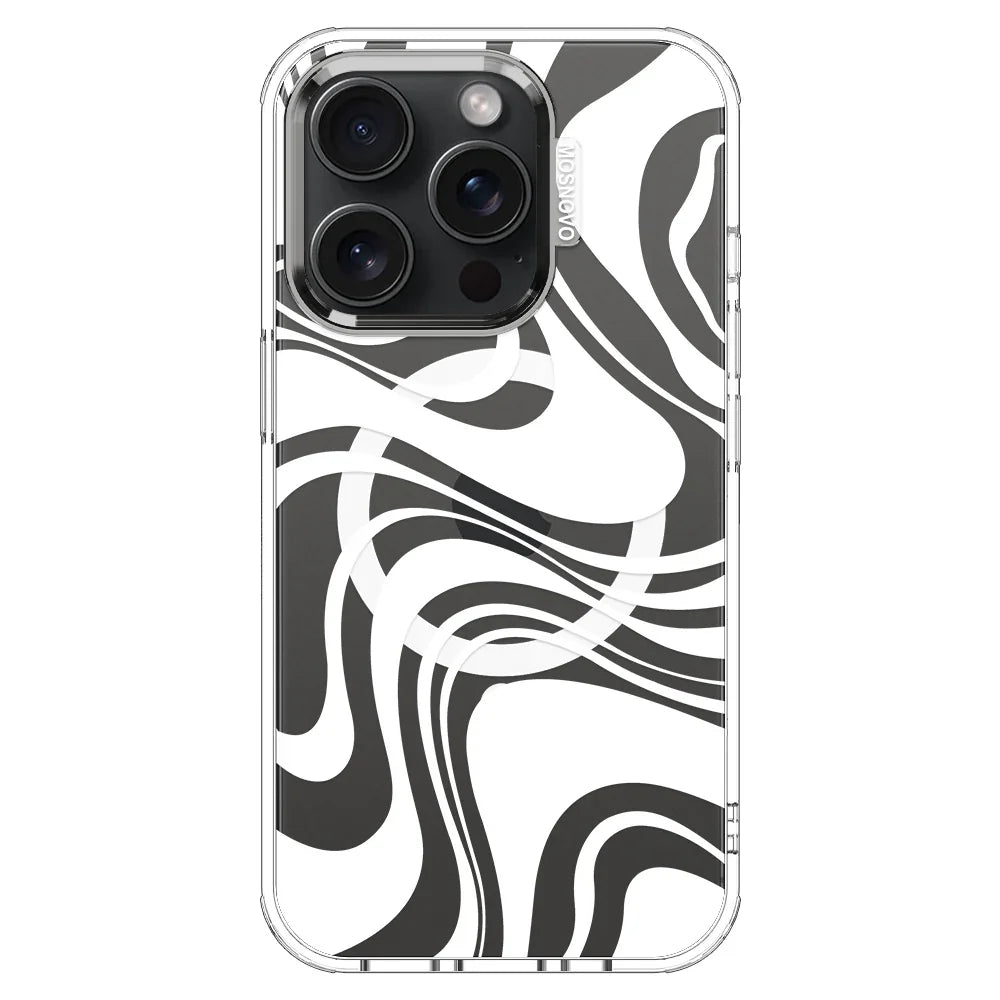 White Swirl Phone Case - iPhone 15 Pro Case Clear With MagSafe