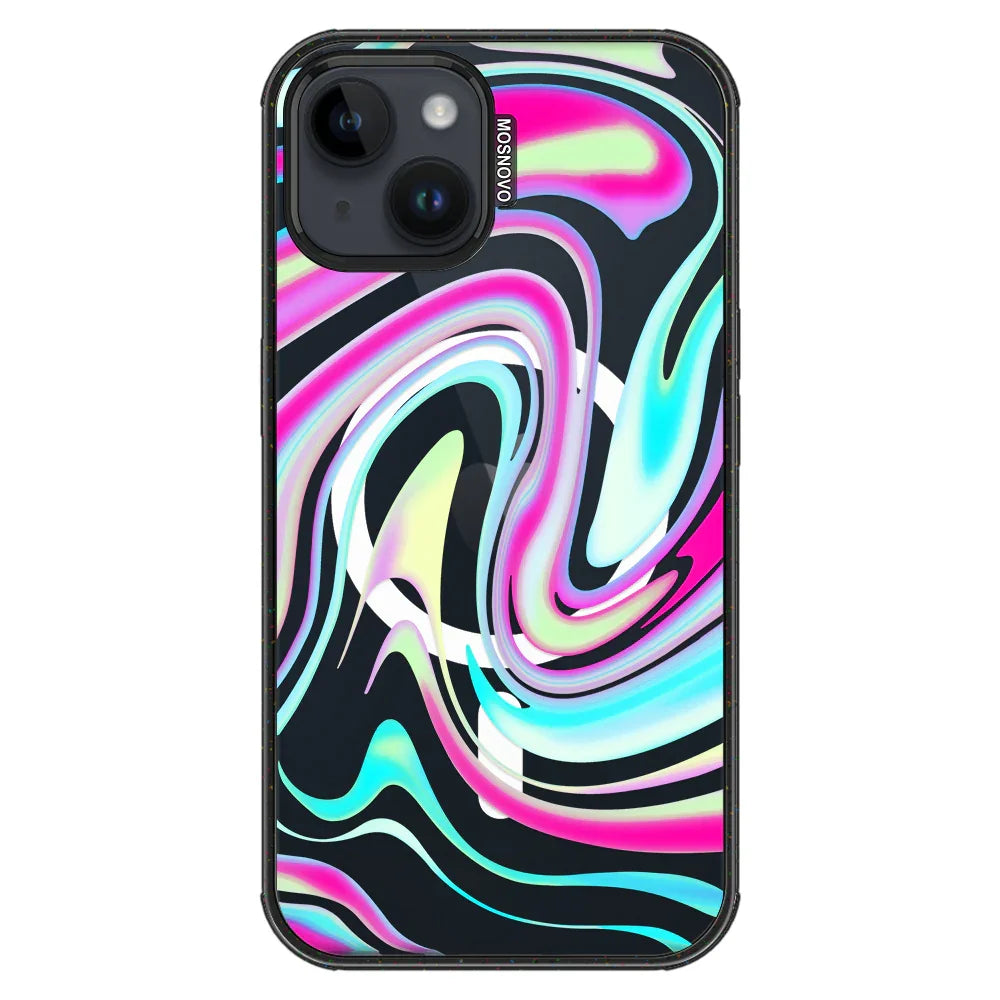 Psychedelic Swirls Phone Case - iPhone 13 Case Clear Black ShockStone With MagSafe