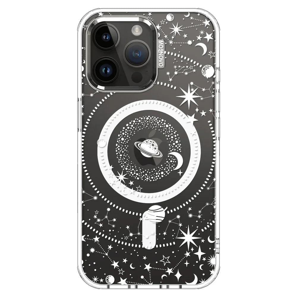 White Galaxy Phone Case - iPhone 14 Pro Max Case Clear With MagSafe