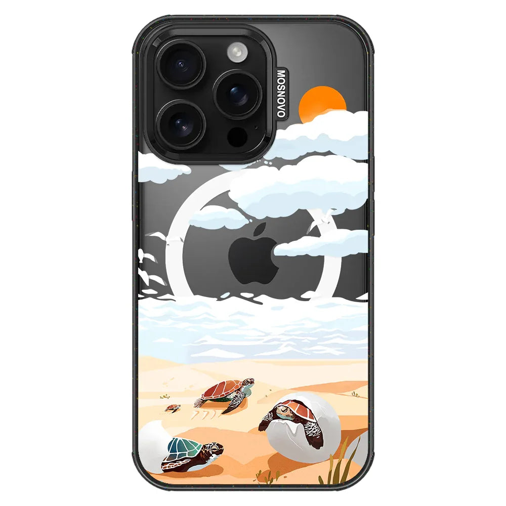 Baby Sea Turtle Phone Case - iPhone 16 Pro Case Clear Black ShockStone With MagSafe