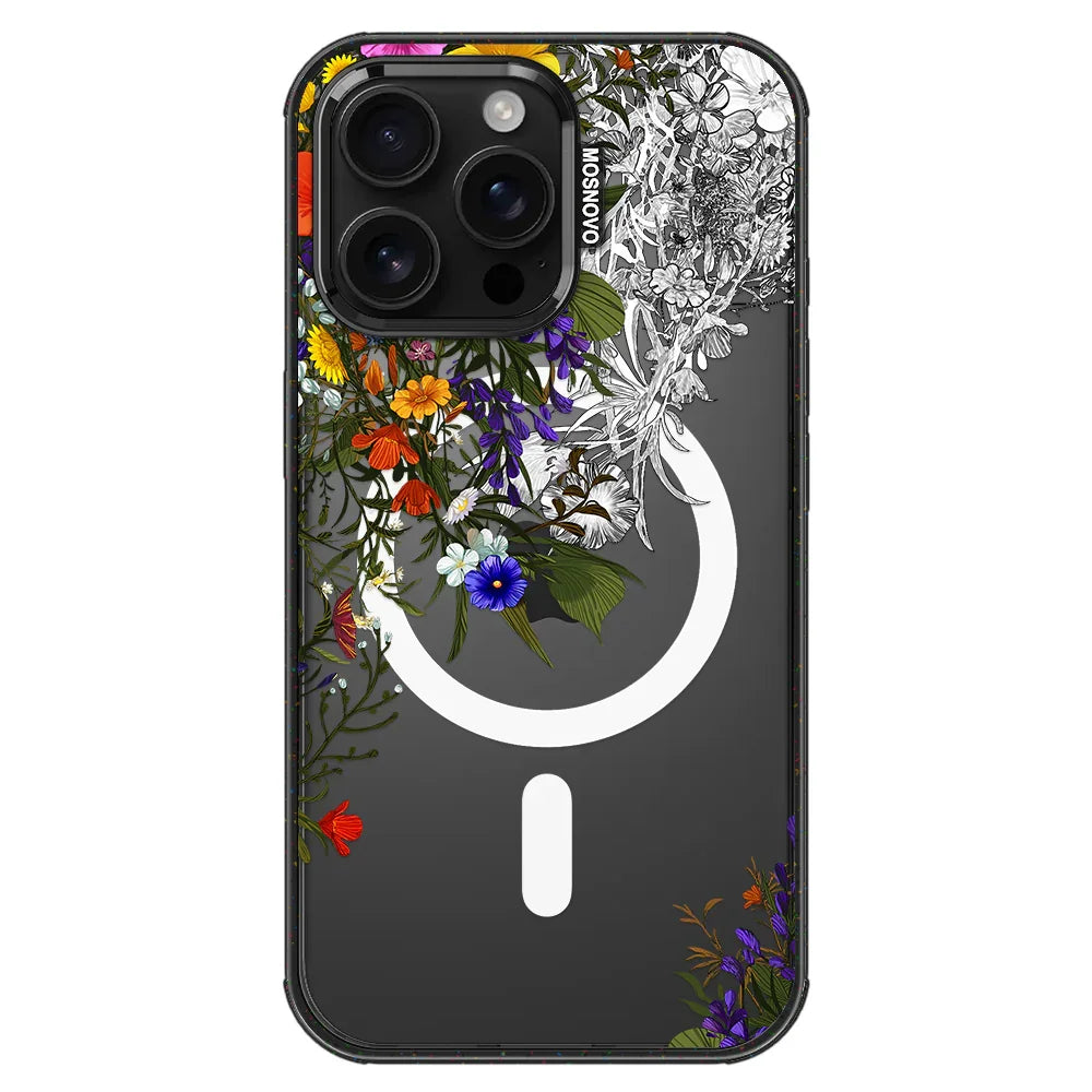 Spring Meadow Phone Case - iPhone 16 Pro Max Case Clear Black ShockStone With MagSafe