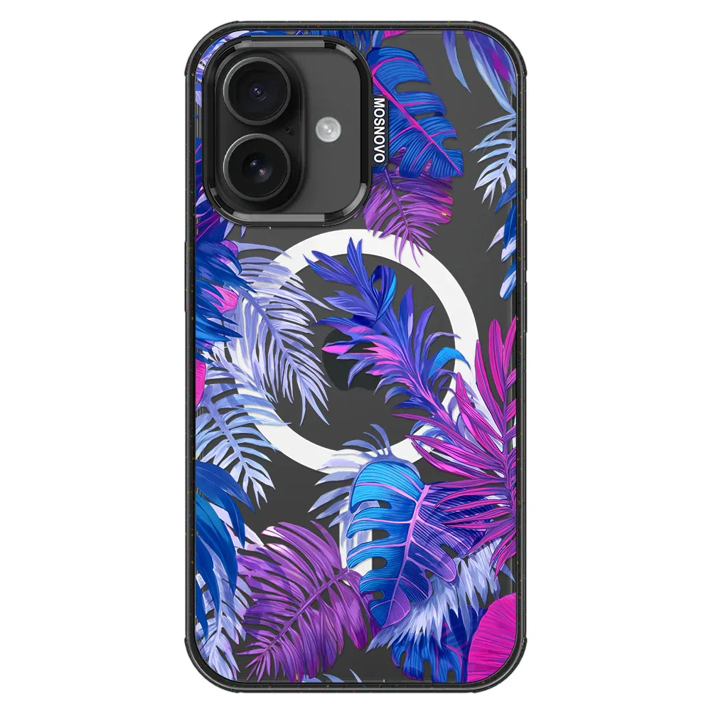 Fancy Palm Leaf Phone Case - iPhone 16 Case Clear Black ShockStone With MagSafe