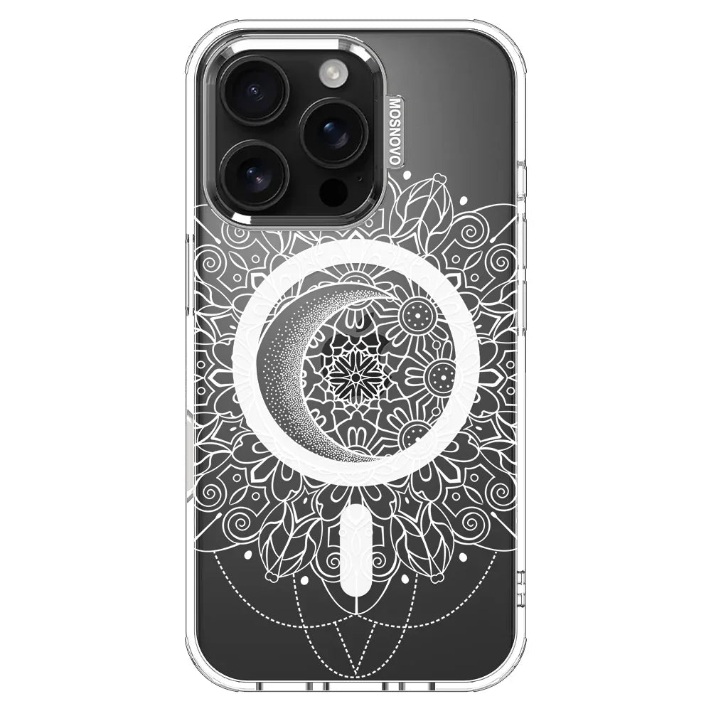 Celestial Moon Mandala Phone Case - iPhone 16 Pro Case Clear With MagSafe