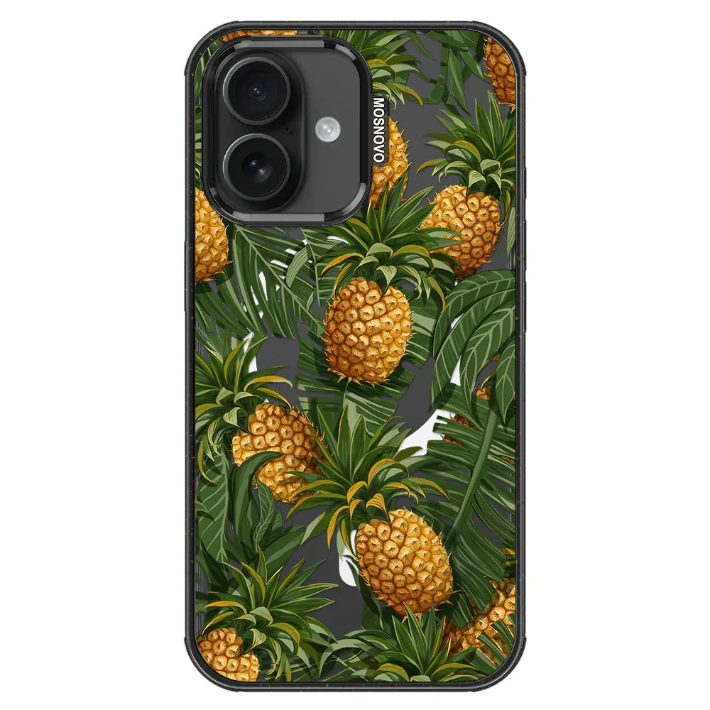Pineapples Phone Case - iPhone 16 Case Clear Black ShockStone With MagSafe