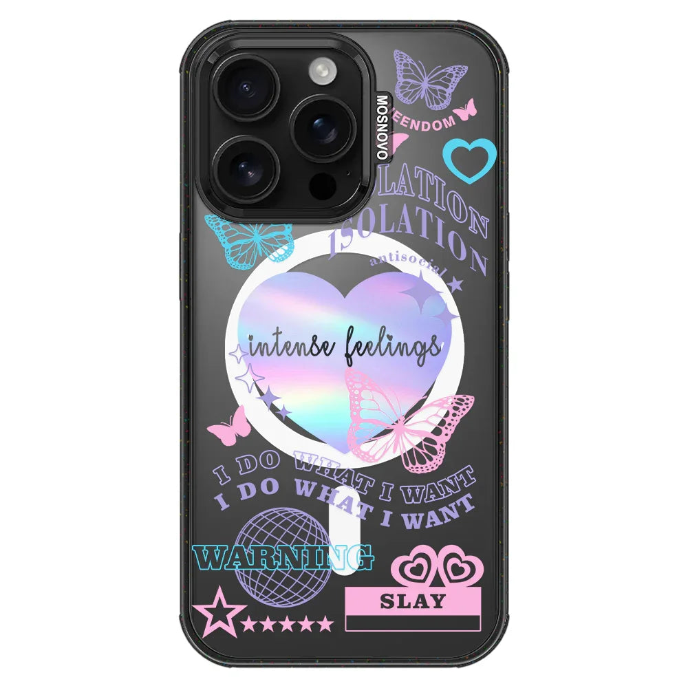Intense Feeling Phone Case - iPhone 16 Pro Case Clear Black ShockStone With MagSafe