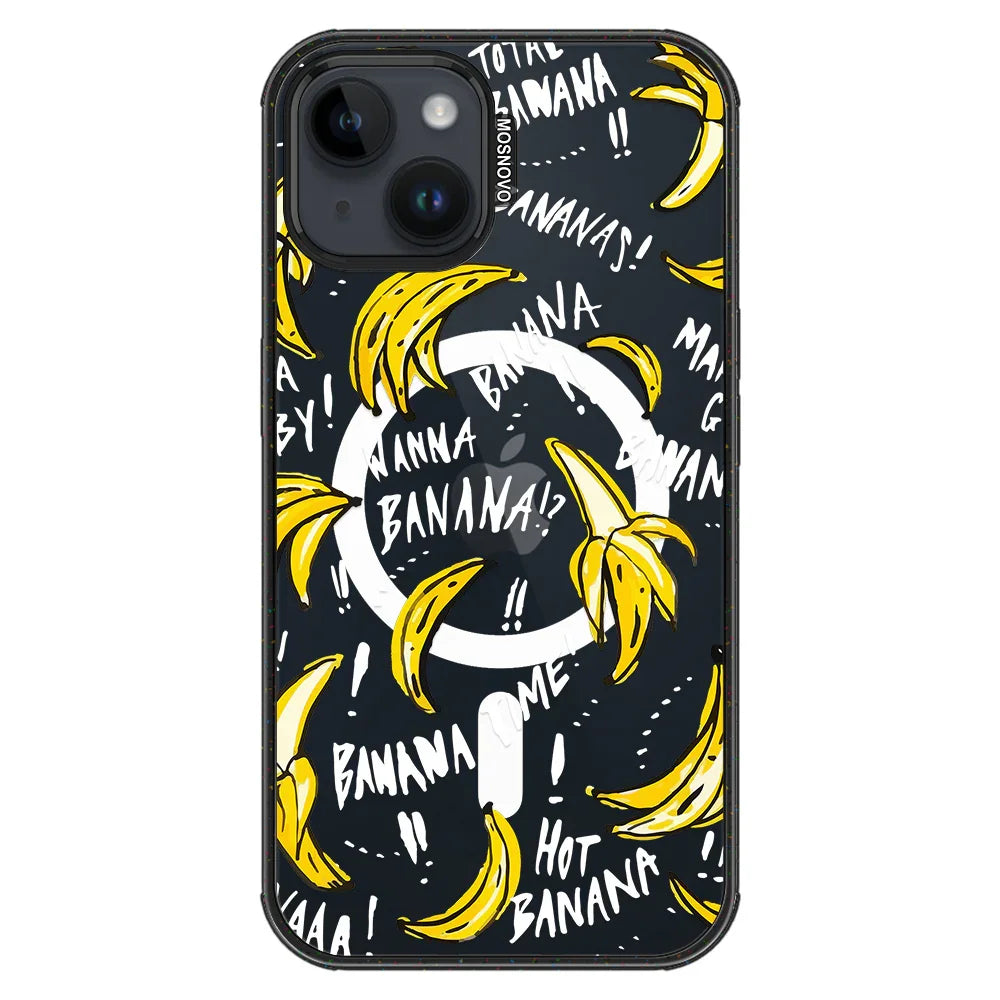 Banana Banana Phone Case - iPhone 14 Plus Case Clear Black ShockStone With MagSafe
