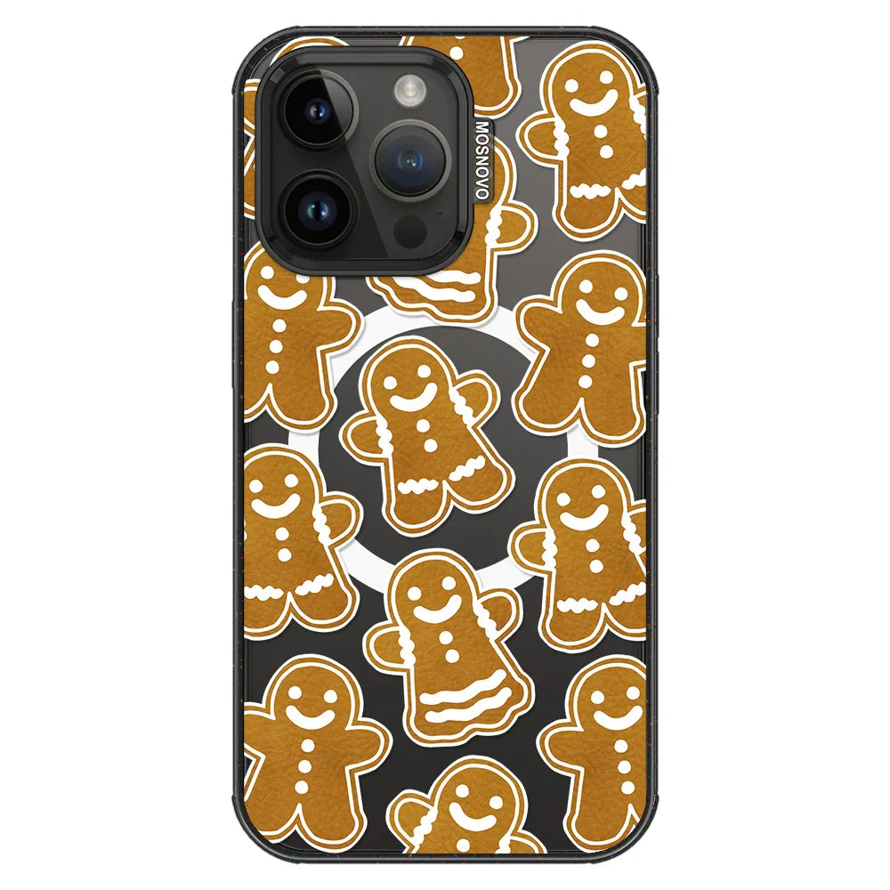 Ginger Breadman Phone Case - iPhone 14 Pro Max Case Clear Black ShockStone With MagSafe